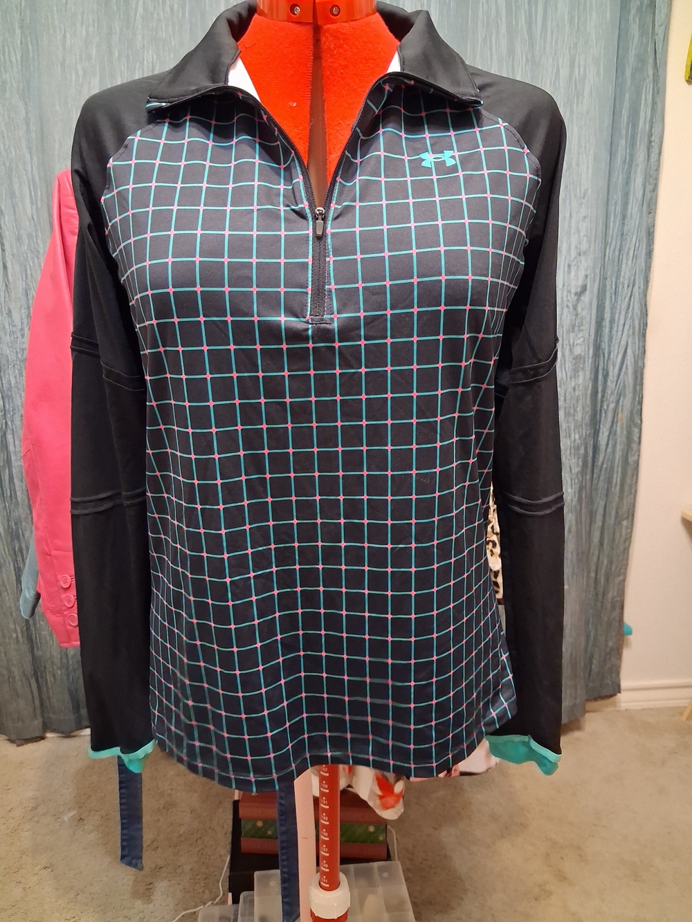 Under Armour Black Grid Quarter-Zip Performance Sweater